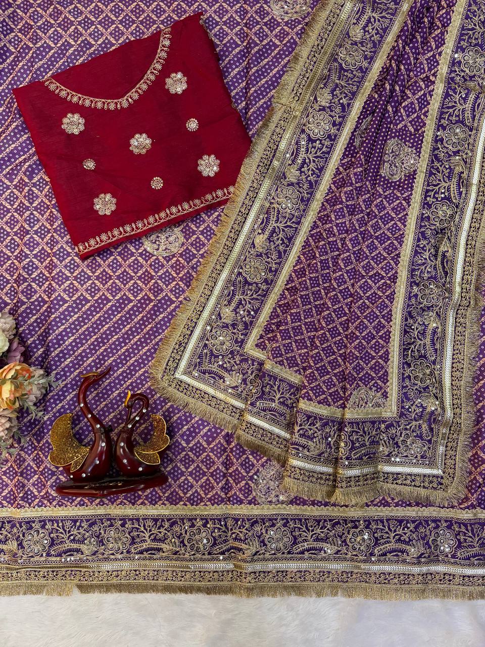 Trending Soft Chinnon Silk Designer Saree with Sequins & Cording Embroidery Work