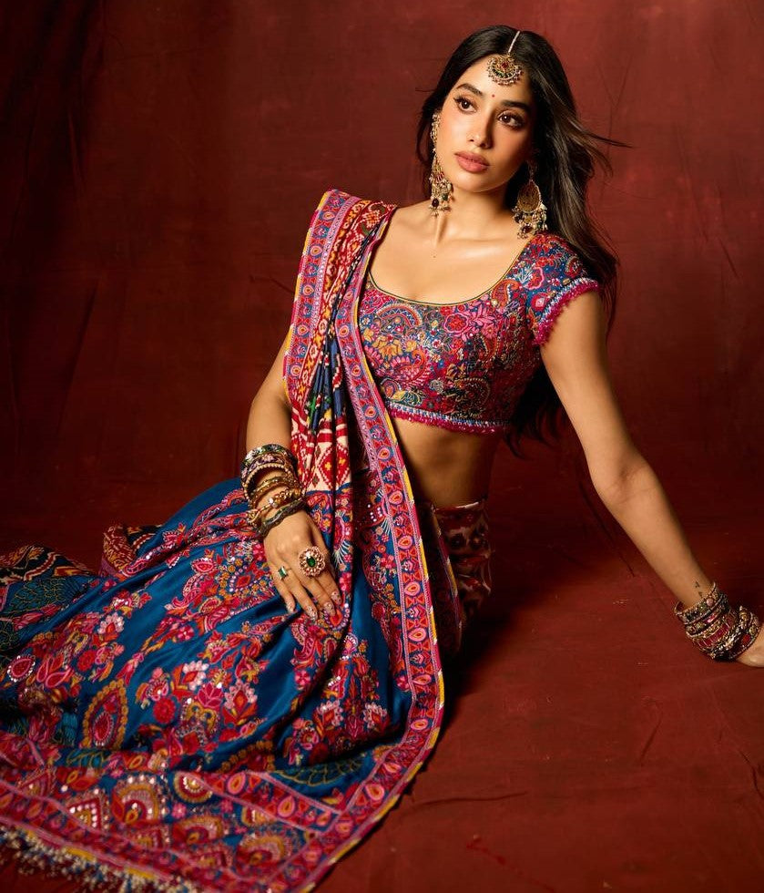Celebrity Style Soft Chinnon Saree with Real Mirror, Diamond & Gold Zari Work ✨