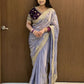 Premium Fendy Satin Saree with Multi-Sequence Embroidery Work
