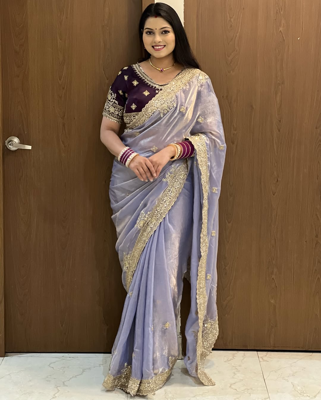 Premium Fendy Satin Saree with Multi-Sequence Embroidery Work