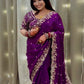Luxe Fendy Satin Saree with 3mm Sequin Embroidery & Heavy Border