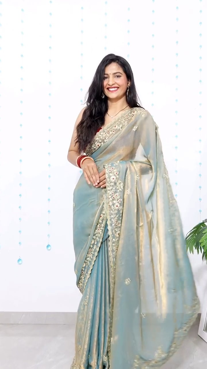 Elegant Sequin Fendy Chiffon Sequin Work Saree