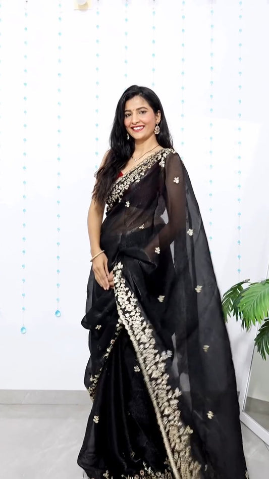 Elegant Sequin Fendy Chiffon Sequin Work Saree