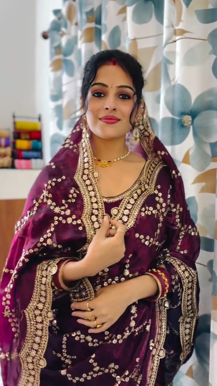 Premium Soft Space Silk Saree with Beautiful Sequins Embroidery