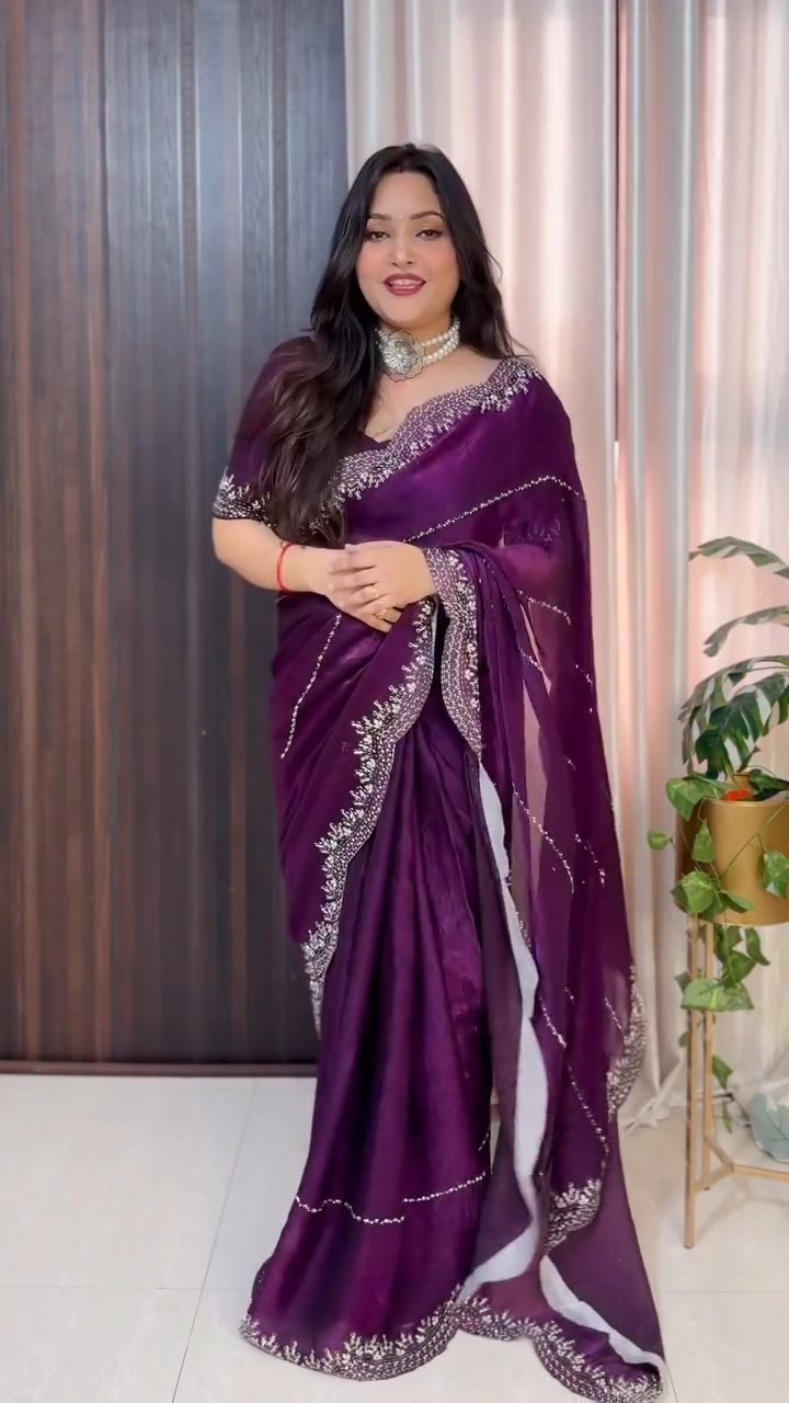 Premium Two-Tone Fandy Chiffon Saree