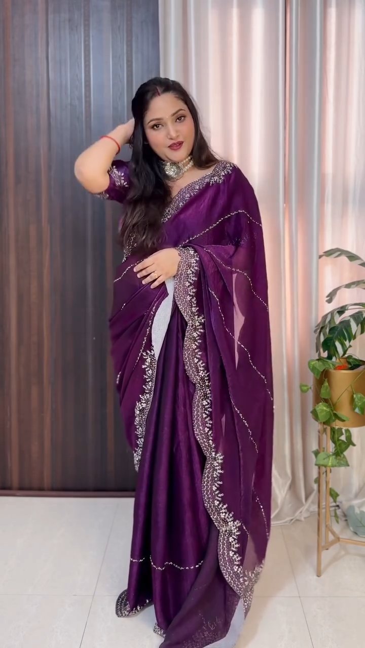 Premium Two-Tone Fandy Chiffon Saree