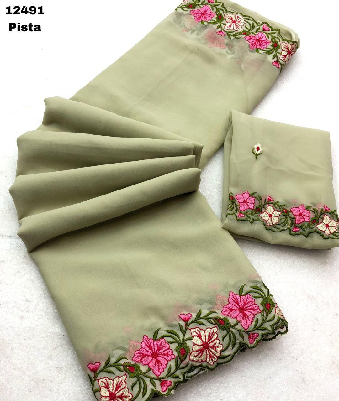 A beautiful pastel range saree featuring intricate multi-thread work. - Lookcollection