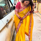 Premium Soft Chinon Silk Yellow Saree