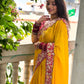 Premium Soft Chinon Silk Yellow Saree