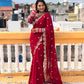Heavy Coading Lace Border in Saree with Original Mirror