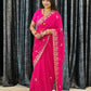 Georgette muthda saree with beautiful c-pallu Embroidery Work