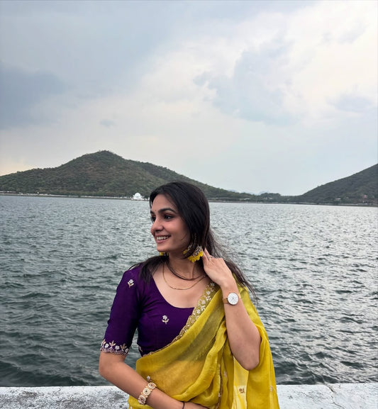 Premium Pure Soft Crunchy Saree with All-Over Handwork & Satin Blouse