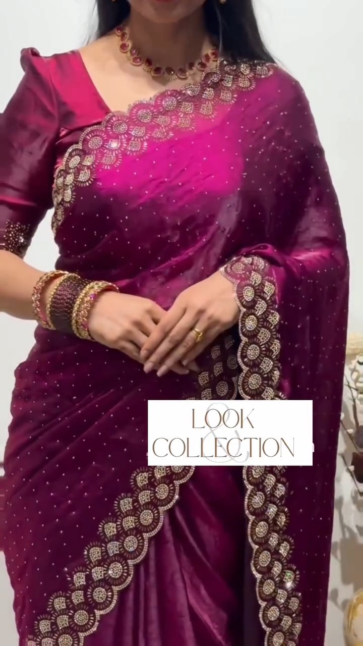 Space Silk Saree with Original Jarkhan Diamond Work