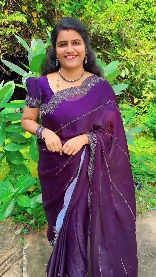 Premium Two-Tone Fandy Chiffon Saree