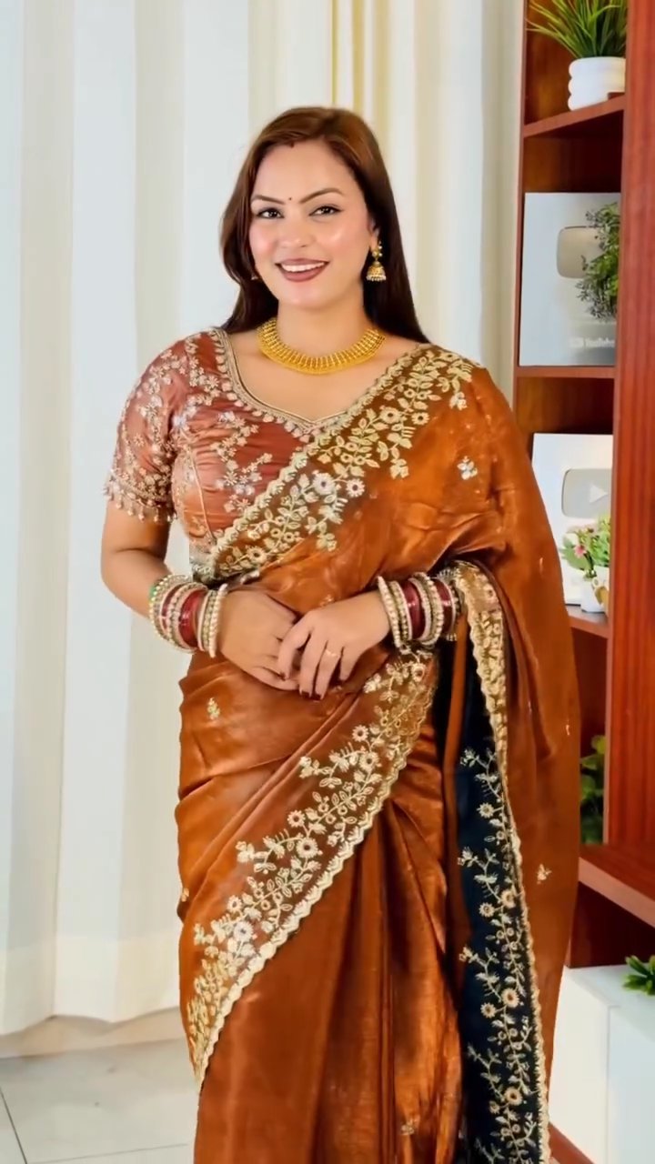 Elegant Sequin Frendy Chiffon Saree