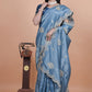golden cording embroidery work Wedding Saree