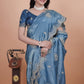 golden cording embroidery work Wedding Saree
