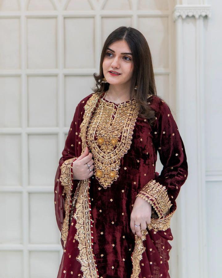 Launching New Party Wear Viscose Velvet Designer  Look Top-Dupatta and Fully Stiched Bottom With Heavy Embroidery Siquance Work - Lookcollection