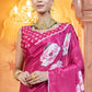 Floral Handwork Printed Pure Chinon fabric Saree