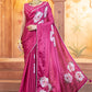 Floral Handwork Printed Pure Chinon fabric Saree