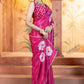 Floral Handwork Printed Pure Chinon fabric Saree
