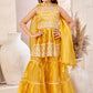 Girls Ethnic Sharara Set – hand and embroidery work on gold crush fabric