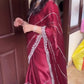 Premium Jimmy Choo Saree With Handcrafted Khatli Cut Dana Work
