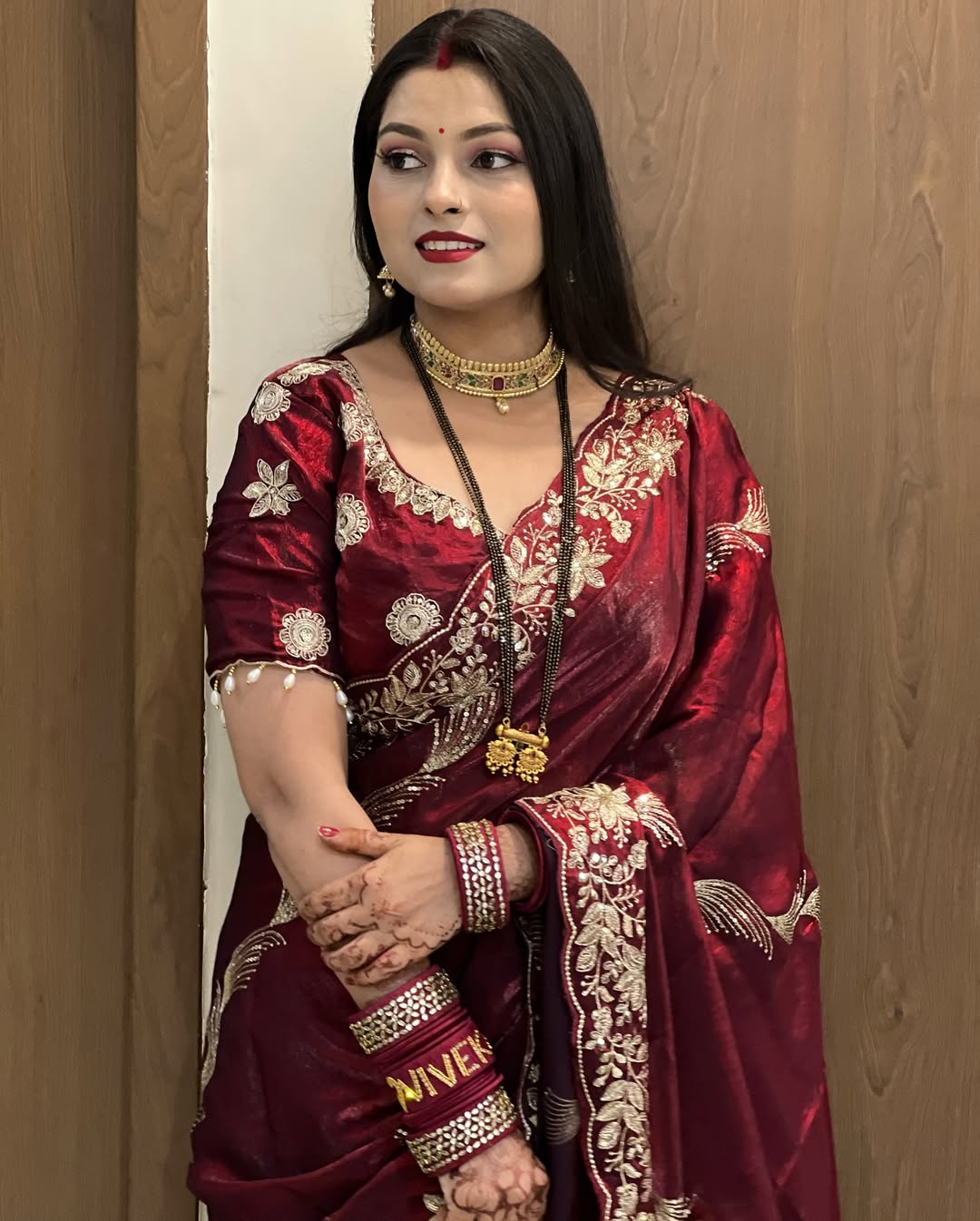 Premium Fendy Satin Sequin Saree Luxury Embroidery