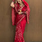 Vichitra Silk Bandhej Saree With Kacchi Gotapatti Work