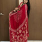 Vichitra Silk Bandhej Saree With Kacchi Gotapatti Work
