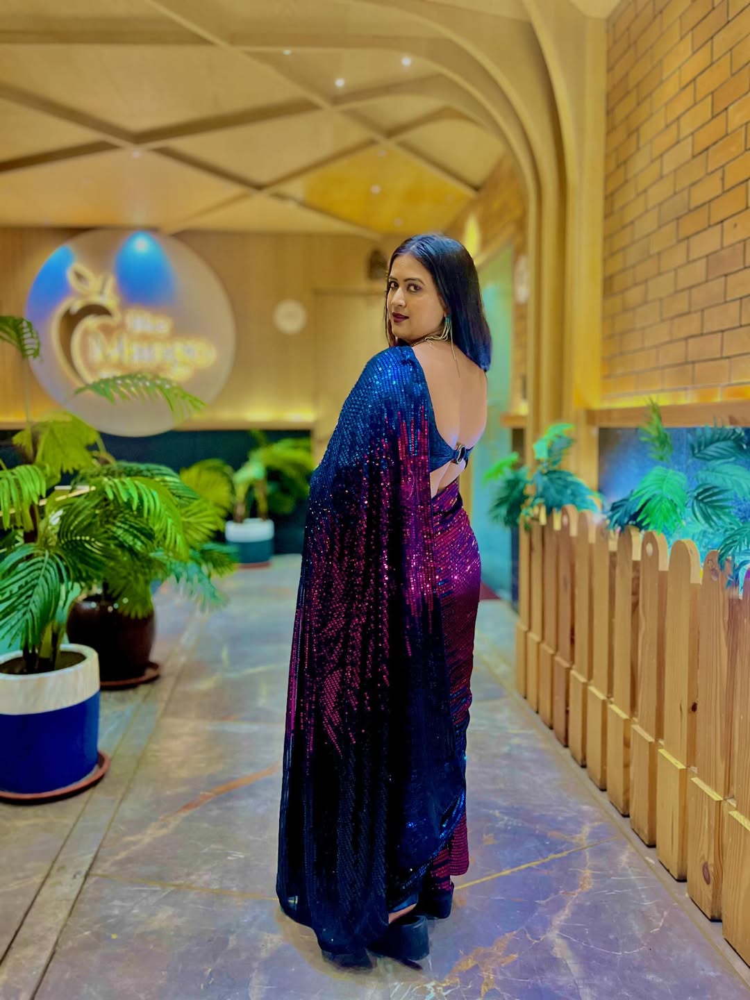 Heavy Georgette Saree with Multicolour Sequins Embroidery