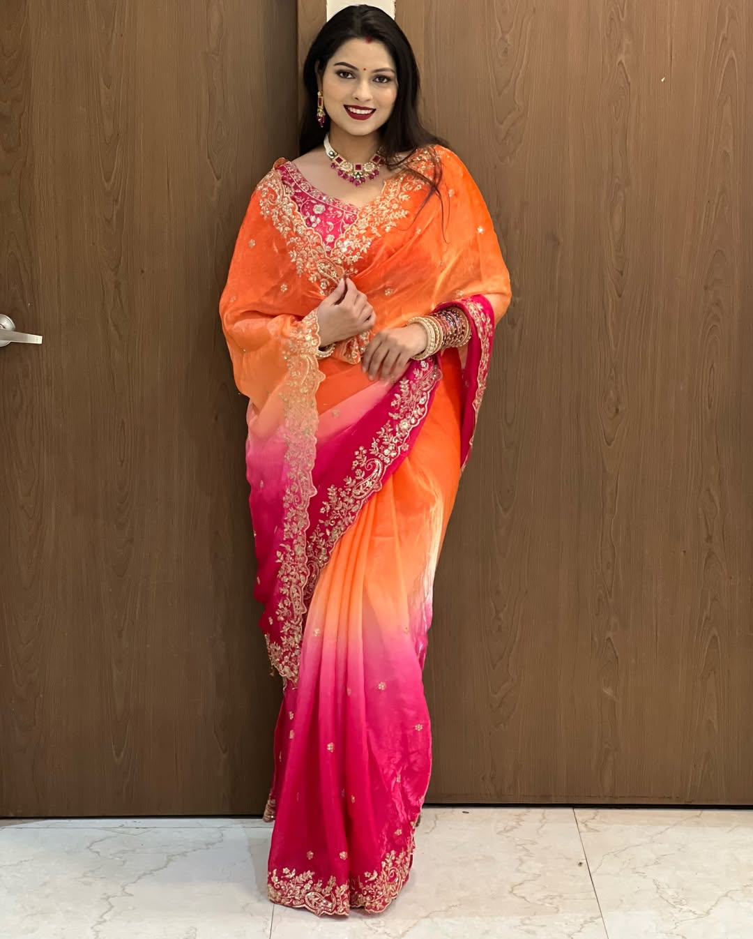 Premium Designer Fendy Satin Saree with Heavy Embroidery Sequence Work