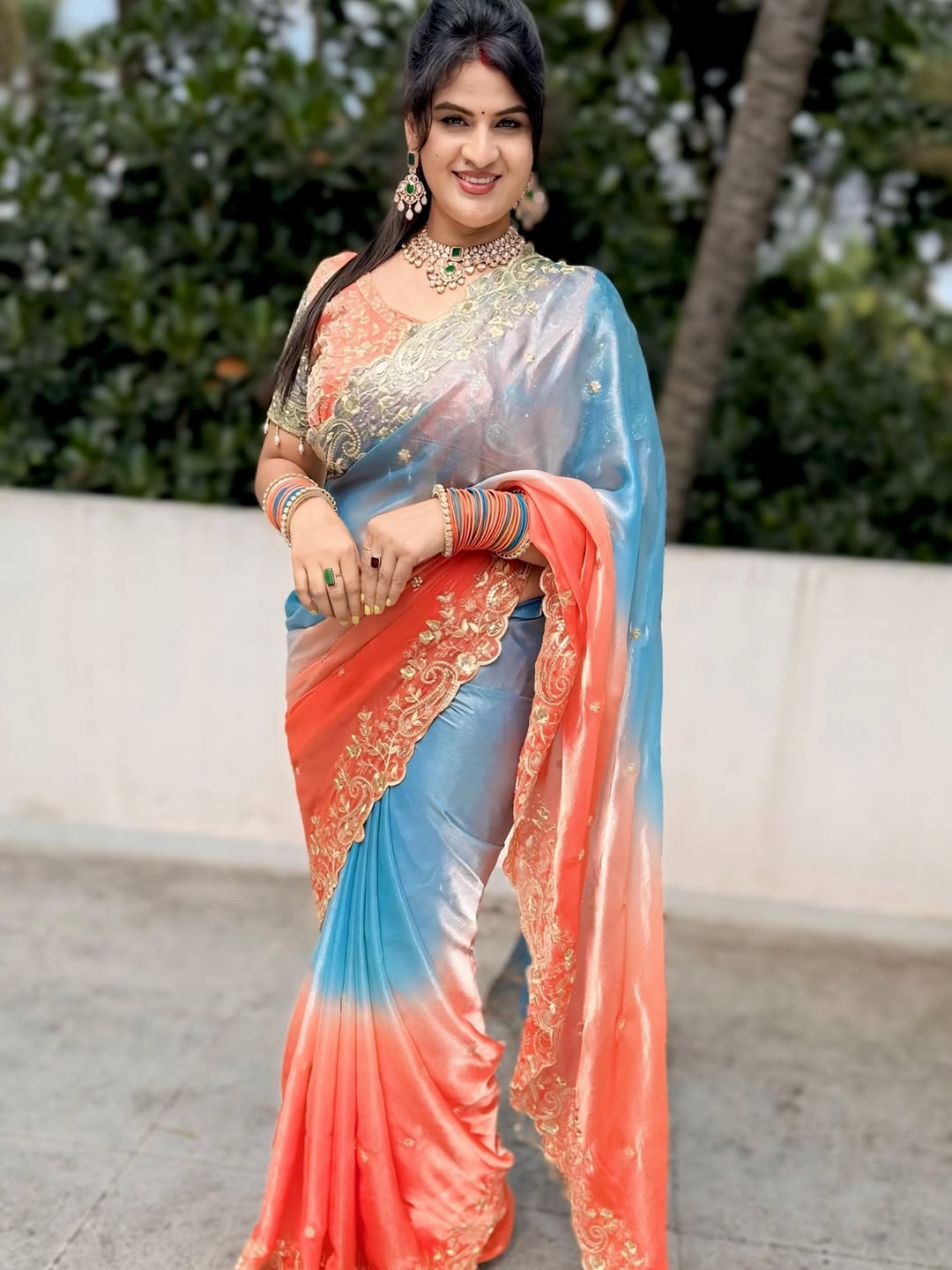 Premium Designer Fendy Satin Saree with Heavy Embroidery Sequence Work