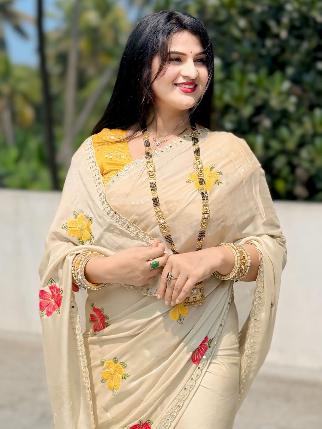 Soft Rangoli Silk Premium Embroidered Mirror Work Saree