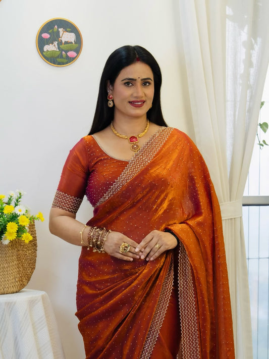 Glamorous Space Silk Saree with Exclusive Jarkhan Work
