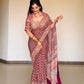 Premium Soft Chinnon Saree with Gold Zari and Real Mirror Work