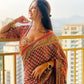 Premium Soft Chinnon Saree with Gold Zari and Real Mirror Work