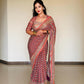 Premium Soft Chinnon Saree with Gold Zari and Real Mirror Work