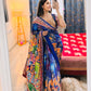 Premium Soft Chinnon Printed Saree with Gold Zari, Real Mirror & Diamond Handwork