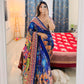 Premium Soft Chinnon Printed Saree with Gold Zari, Real Mirror & Diamond Handwork