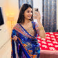 Premium Soft Chinnon Printed Saree with Gold Zari, Real Mirror & Diamond Handwork