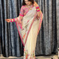 Designer Butterfly Floral Printed Saree with Real Mirror & Sequins Work