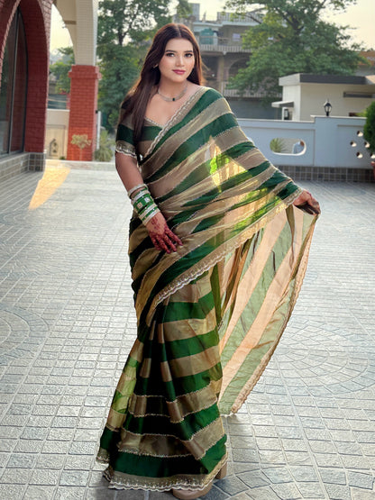 Luxury Space Soft Silk Blooming Saree with Elegant Jarkan & Swarovski Work