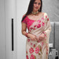 Bollywood Trending Tebby Organza Saree with Lotus Floral Print & Cutdana Work