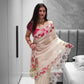 Bollywood Trending Tebby Organza Saree with Lotus Floral Print & Cutdana Work
