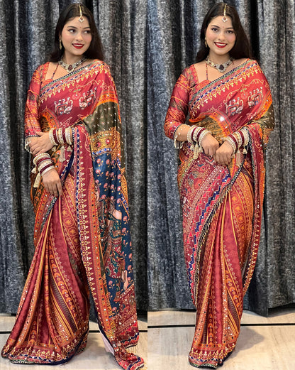 MOST TRENDING RASHMIKA CELEBRITY STYLE DESIGNER SAREE