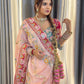 Royal Pink Rangoli Silk Partywear Saree with Embroidered Banglori Blouse