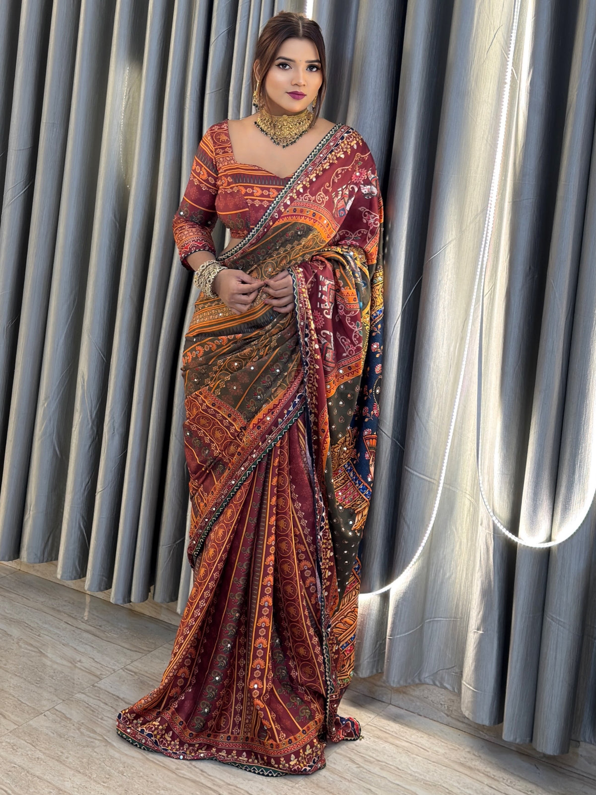 MOST TRENDING RASHMIKA CELEBRITY STYLE DESIGNER SAREE