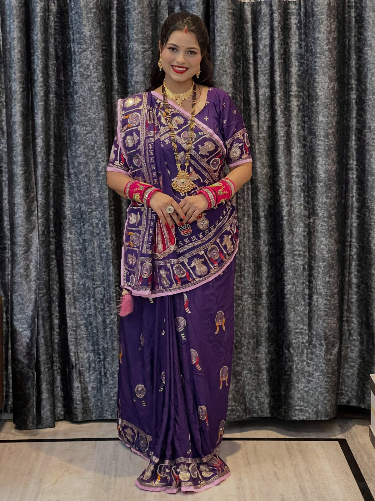 Karvachauth Special Soft Dola Silk Saree with Hand Cutdana Moti Work