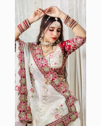 Elegant Multi Embroidery Rangoli Silk Saree with Cut Work Lace 🌸